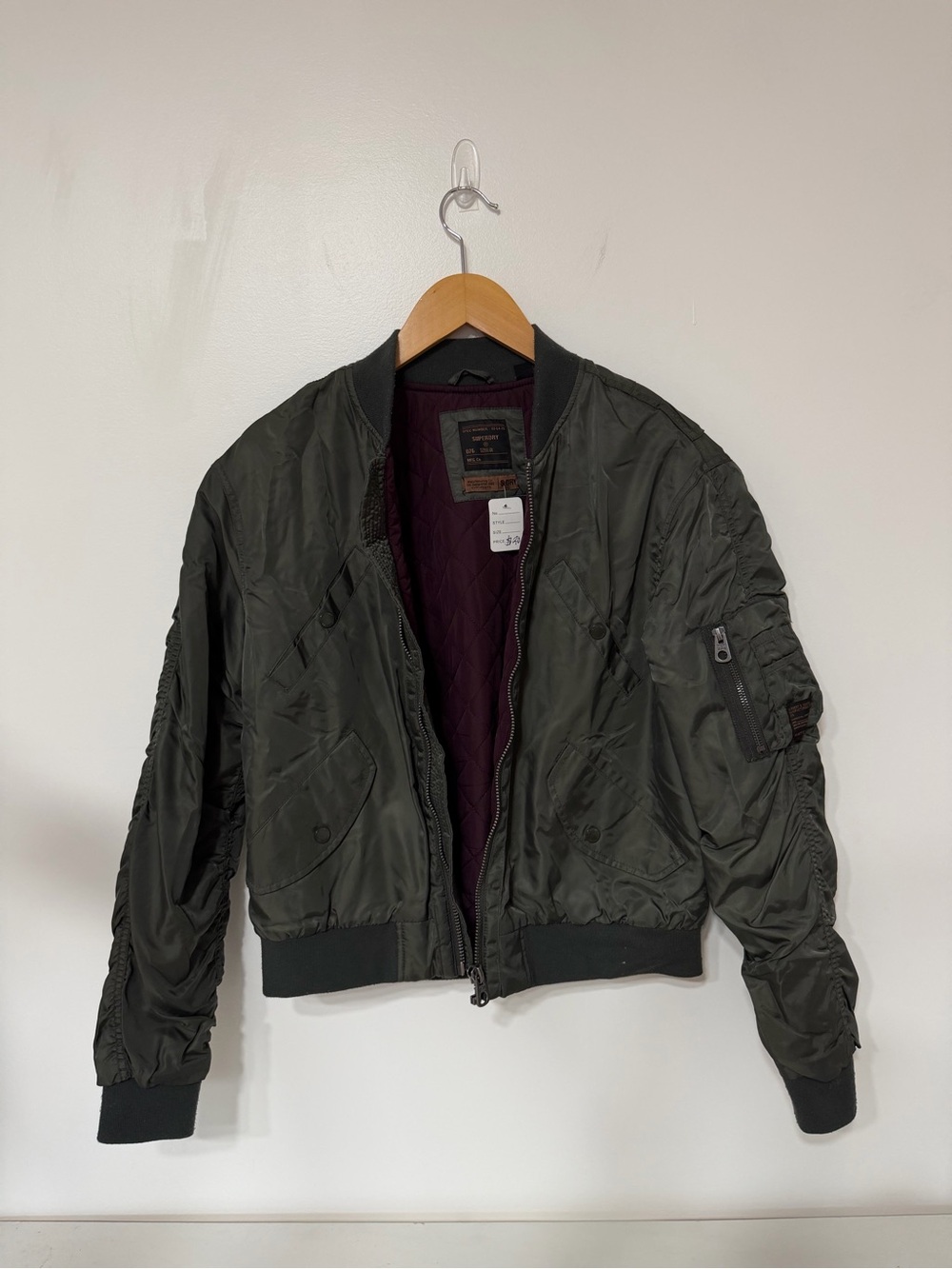 Superdry Green Bomber Jacket Zip Front Pockets Military Short Women’s 6 street